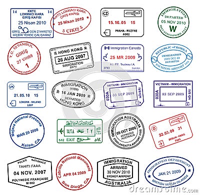 Clean Passport Stamps Vector Illustration