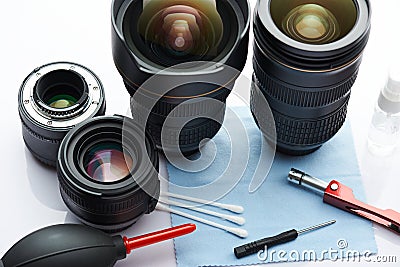 Clean photography lens Stock Photo