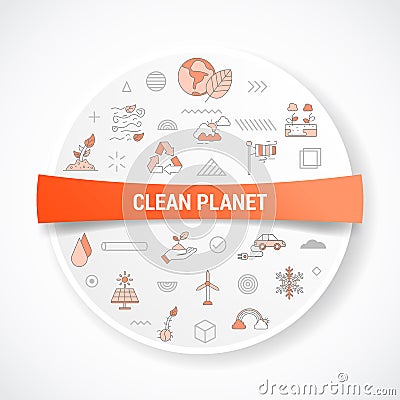 Clean planet concept with icon concept with round or circle shape for badge Cartoon Illustration
