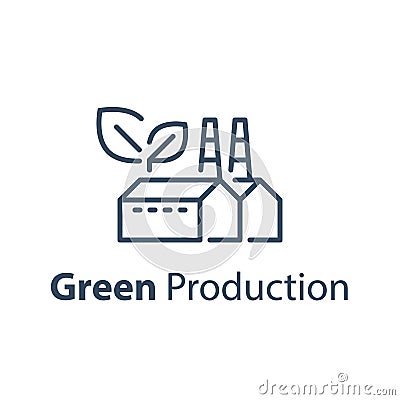 Clean production concept, Eco friendly factory, green energy, waist recycling plant Vector Illustration