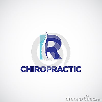 Clean R initial Letter Chiropractic Logo Stock Photo