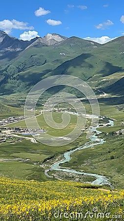 clean river water flowing in the mountains Stock Photo