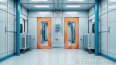 Clean room door for laboratory and medicine production, hospital Stock Photo