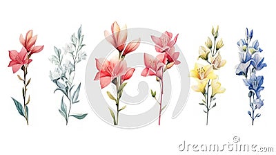 Clean and Sharp Bahrain Flowers Collection on White Background . Stock Photo