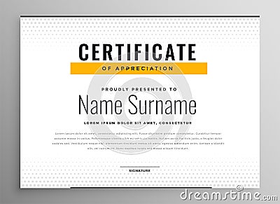 Clean simple certificate of appreciation template design Vector Illustration