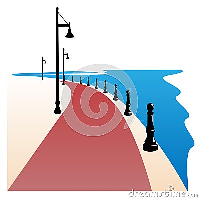 Seaside Boardwalk Drawing Vector Illustration Vector Illustration