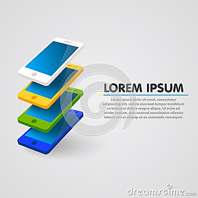 Clean and simple smartphone row background. Vector Vector Illustration