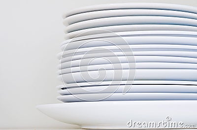 Clean stacked plates Stock Photo