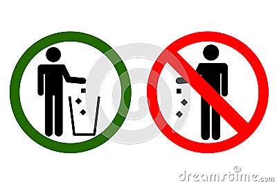 Clean sticker sign for office. please do not throw rubbish, do not litter Stock Photo