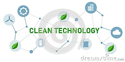 clean technology concept of green tech leaf gear chip smartphone server and cloud eco friendly innovation Vector Illustration