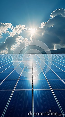 Clean technology, renewable panel in the sky, ecological electricity Stock Photo