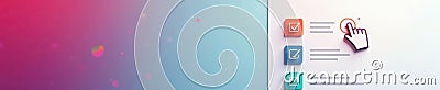 Clean, two toned icon; hand cursor interacts with a grid of selection boxes; sharp lines, minimalist style , modern, minimal Cartoon Illustration