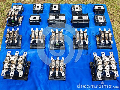 Clean up magnetic contactor Stock Photo