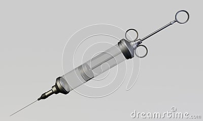 A clean vintage hypodermic syringe on white background. Concept for testing vaccine coronavirus. 3D Rendering Stock Photo