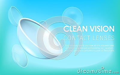 Clean Vision Banner with Breathable Contact Lenses Vector Illustration