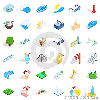 Clean water icons set, isometric style Vector Illustration