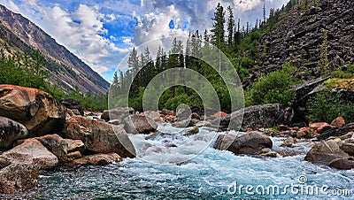 Clean water of a mountain river Stock Photo