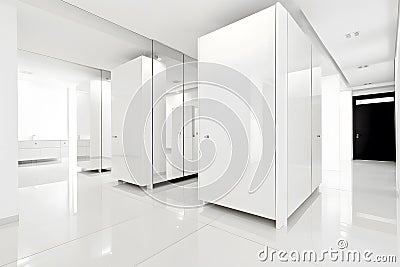 Clean white Public Washroom WC. Neural network AI generated Stock Photo