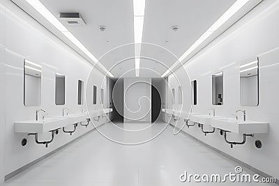 Clean white Public Washroom WC. Neural network AI generated Stock Photo