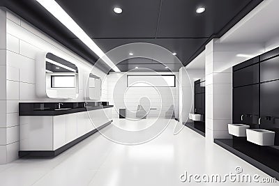 Clean white Public Washroom WC. Neural network AI generated Stock Photo