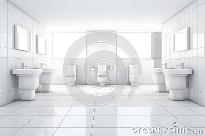 Clean white Public Washroom WC. Neural network AI generated Stock Photo