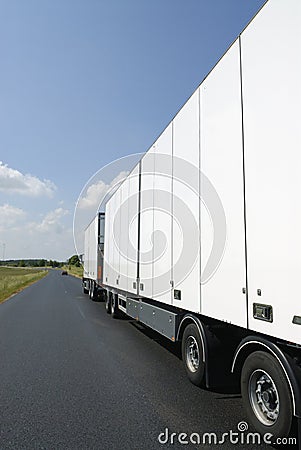 Clean white truck in profile Stock Photo