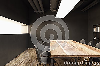 Clean wooden meeting room office interior. Workplace concept. Stock Photo