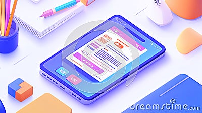 A clean workspace for creating a mobile app interface for tutoring services. digital Stock Photo