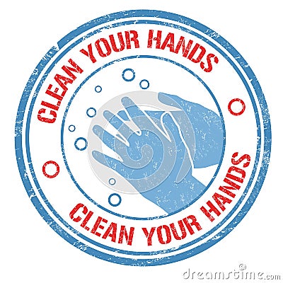 Clean your hands sign or stamp Vector Illustration