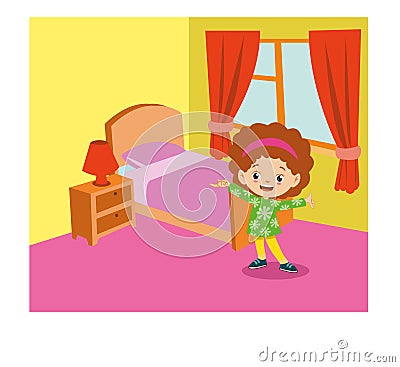 Cleaned tidy nursery girls room Vector Illustration