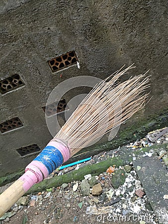 Cleaner brush as witch tools and magic environtment Stock Photo