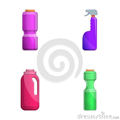 Cleaner icons set cartoon vector. Various plastic detergent bottle Vector Illustration