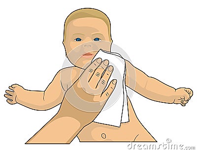 Cleaning baby Vector Illustration