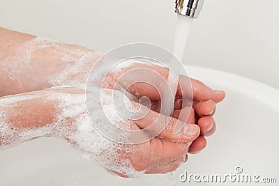 Purifying hands Stock Photo