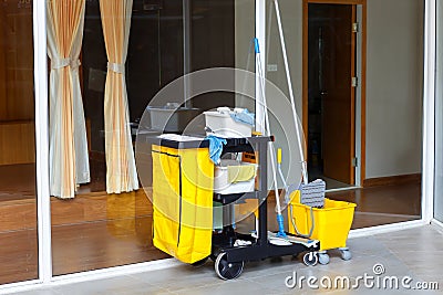 Cleaning bucket set for house Stock Photo