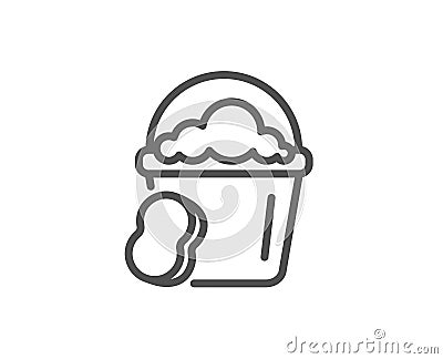 Cleaning bucket with sponge line icon. Vector Illustration