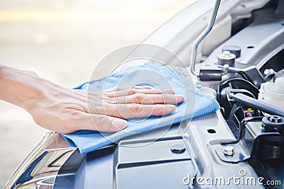 Cleaning the car engine Stock Photo