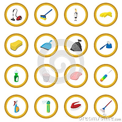 Cleaning cartoon icon circle Vector Illustration