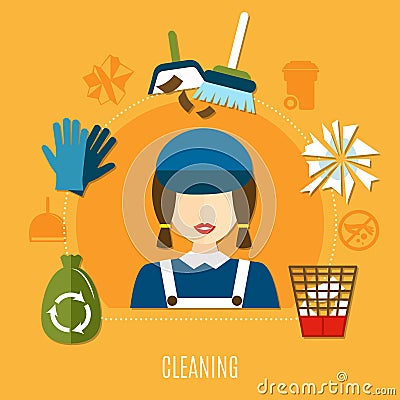 Cleaning Company Circle Composition Vector Illustration