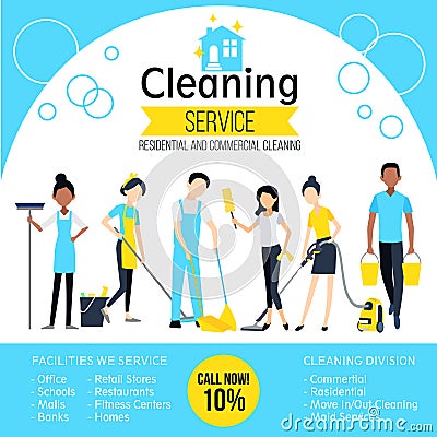 Cleaning Company Poster Vector Illustration