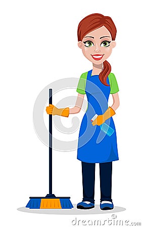 Cleaning company staff in uniform Vector Illustration