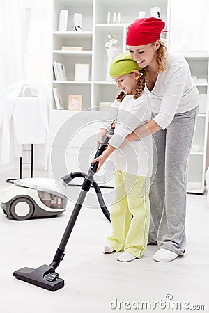 Cleaning day in the family Stock Photo