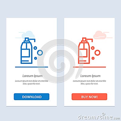Cleaning, Detergent, Product Blue and Red Download and Buy Now web Widget Card Template Vector Illustration