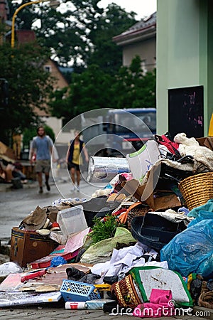 Cleaning after flood Stock Photo