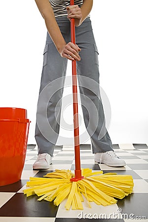 Cleaning floor Stock Photo