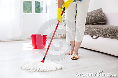 Cleaning floor Stock Photo