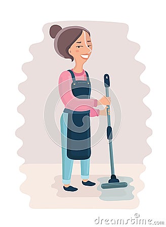 Cleaning girl Vector Illustration