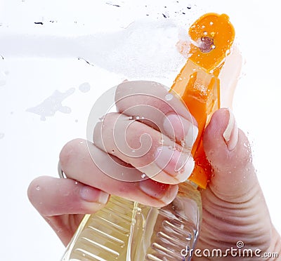 Cleaning glass Stock Photo
