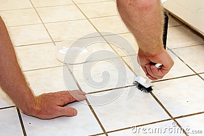 Cleaning Grout Stock Photo