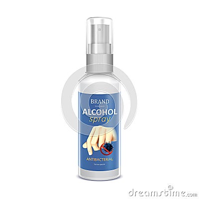 Cleaning hand with alcohol spray, Coronavirus-2019 concept for asian flu outbreak and coronavirus influenza, dangerous flu cases p Vector Illustration